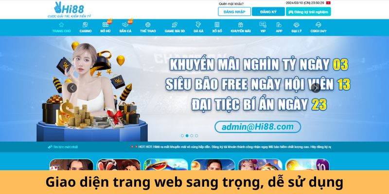 Giao diện trang web sang trọng, dễ sử dụng