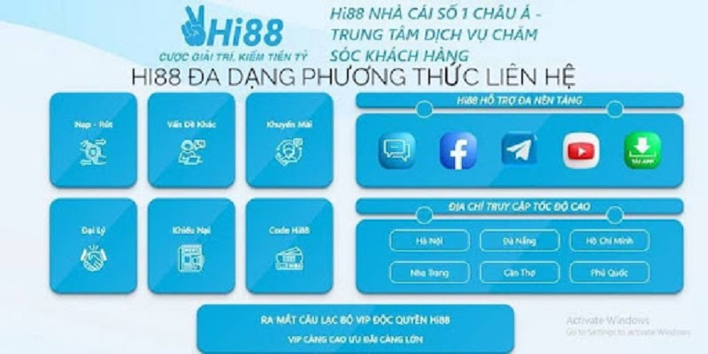 Phương thức liên lạc chuyên viên hỗ trợ Hi88